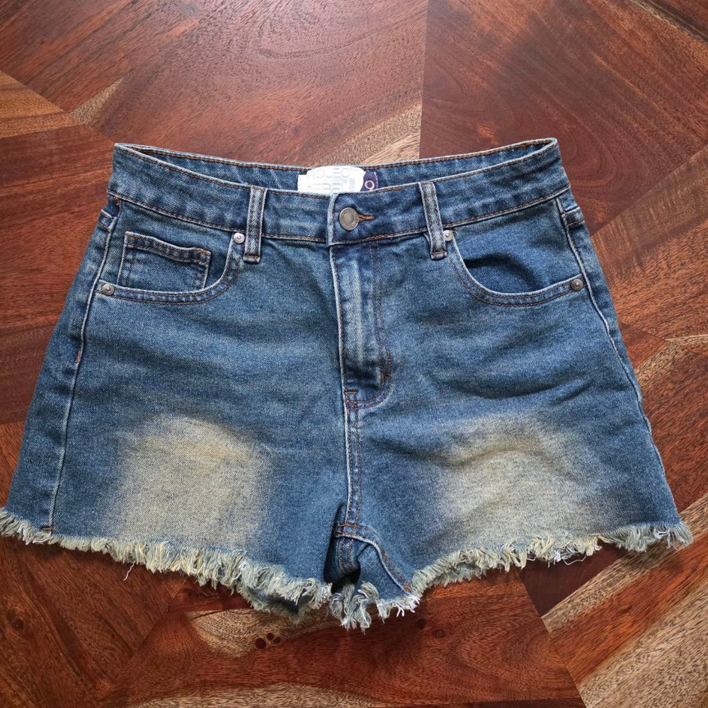 Women's Project Rebel Denim Blue Faded Frayed Hem Jean Shorts Juniors 9
